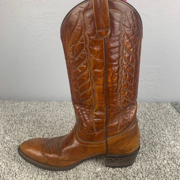 Vtg Levi's 1980s Cowboy Boots Men's 9.5 Brown Leather Orange Tab Western - Picture 5 of 12